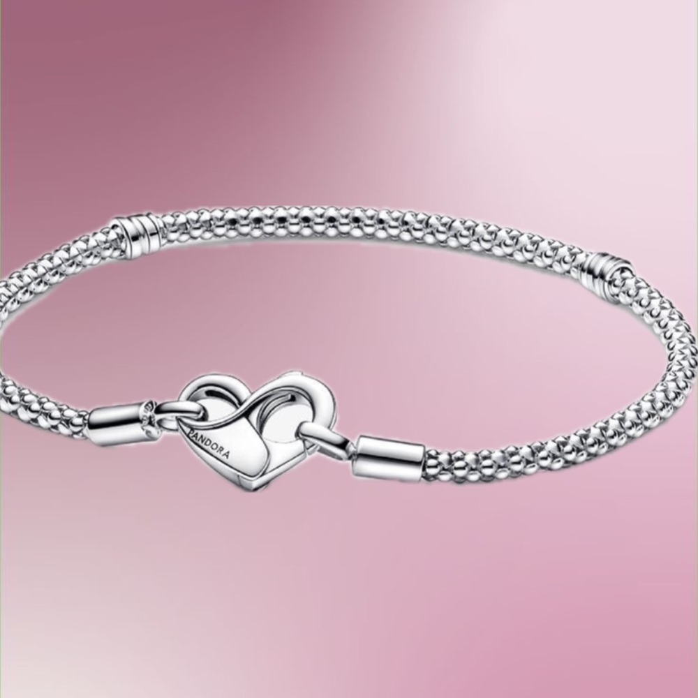 Pandora Silver Heart Studded Bracelet